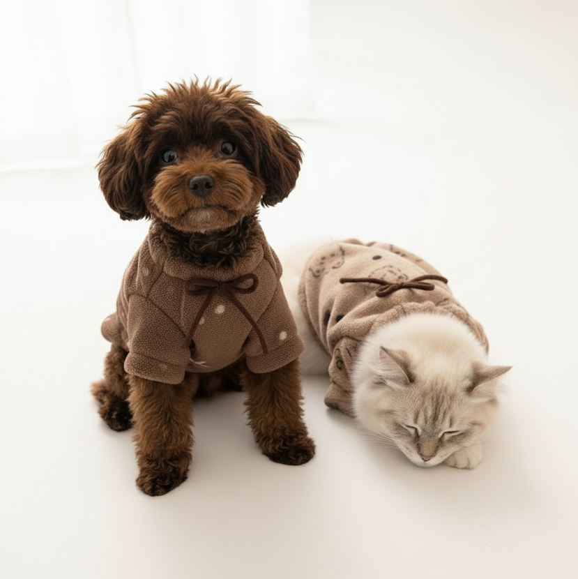 Cozy Autumn Sweater with Bows, Pups, & Ruffles