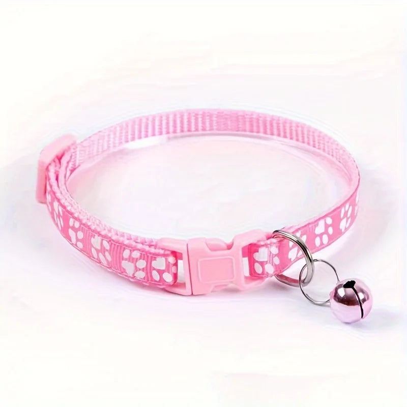 Paw Print Cat Collar with Bell