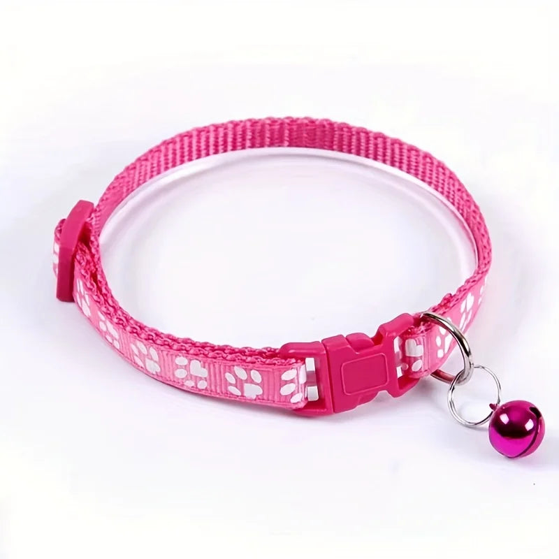 Paw Print Cat Collar with Bell