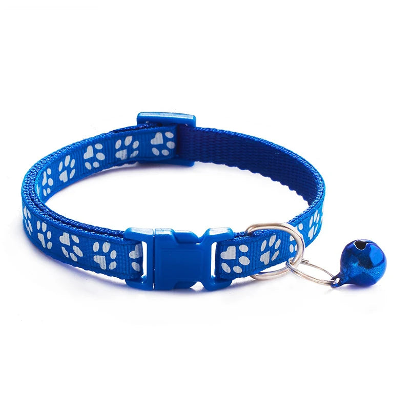 Paw Print Cat Collar with Bell