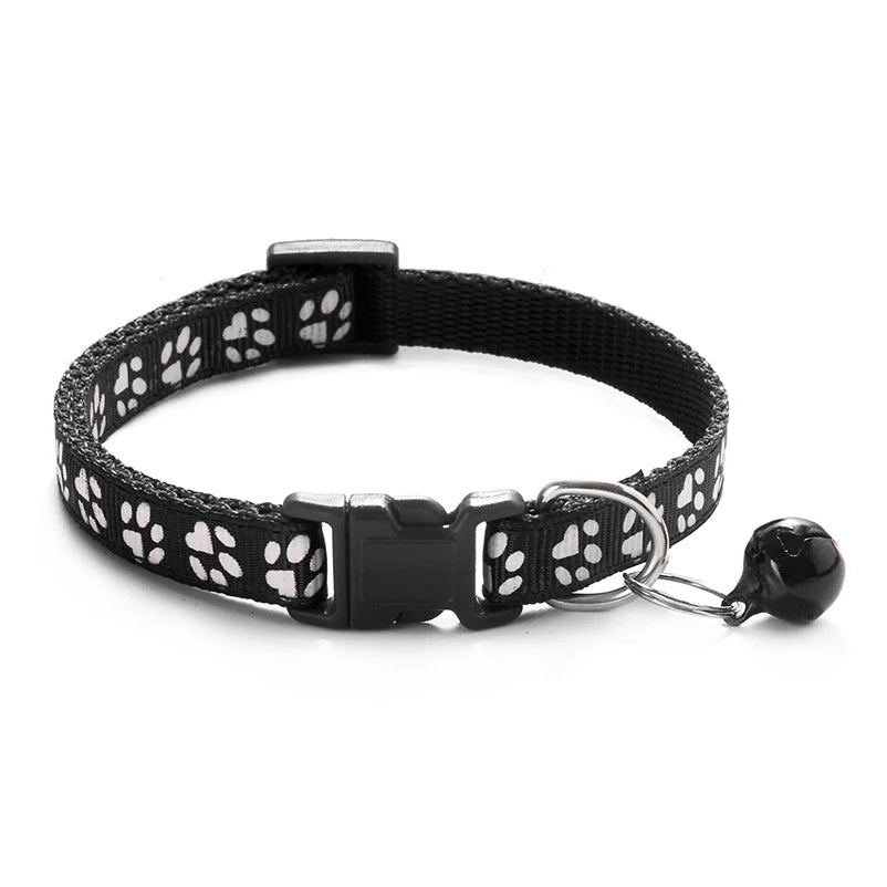 Paw Print Cat Collar with Bell