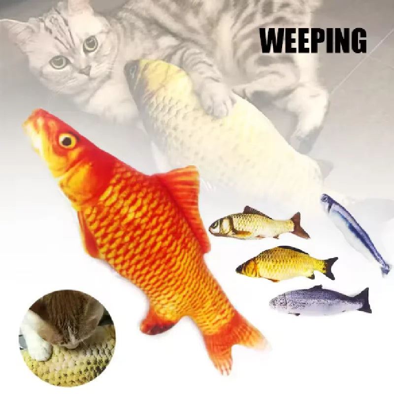 New Design Plush Fish Cat Toy Durable Bite-Resistant Interactive Toy Catnip Stuffed Pet Plaything