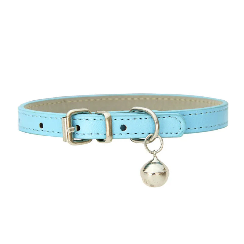 Leather Pet Collar with Bell