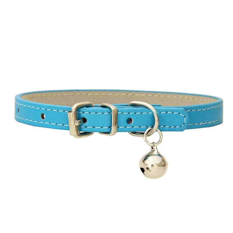 Leather Pet Collar with Bell
