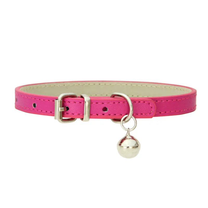 Leather Pet Collar with Bell