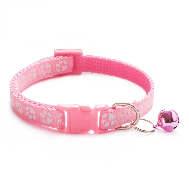 Paw Print Cat Collar with Bell