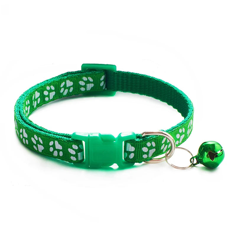Paw Print Cat Collar with Bell