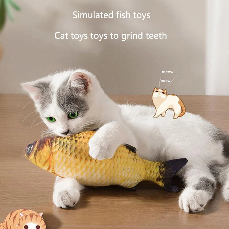 New Design Plush Fish Cat Toy Durable Bite-Resistant Interactive Toy Catnip Stuffed Pet Plaything