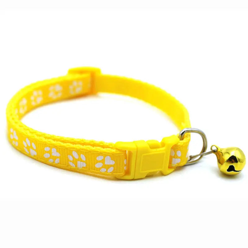 Paw Print Cat Collar with Bell