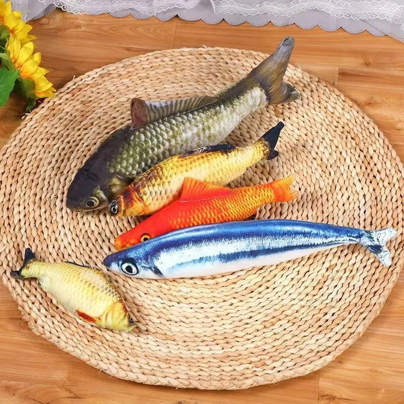 New Design Plush Fish Cat Toy Durable Bite-Resistant Interactive Toy Catnip Stuffed Pet Plaything