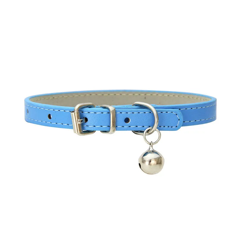 Leather Pet Collar with Bell