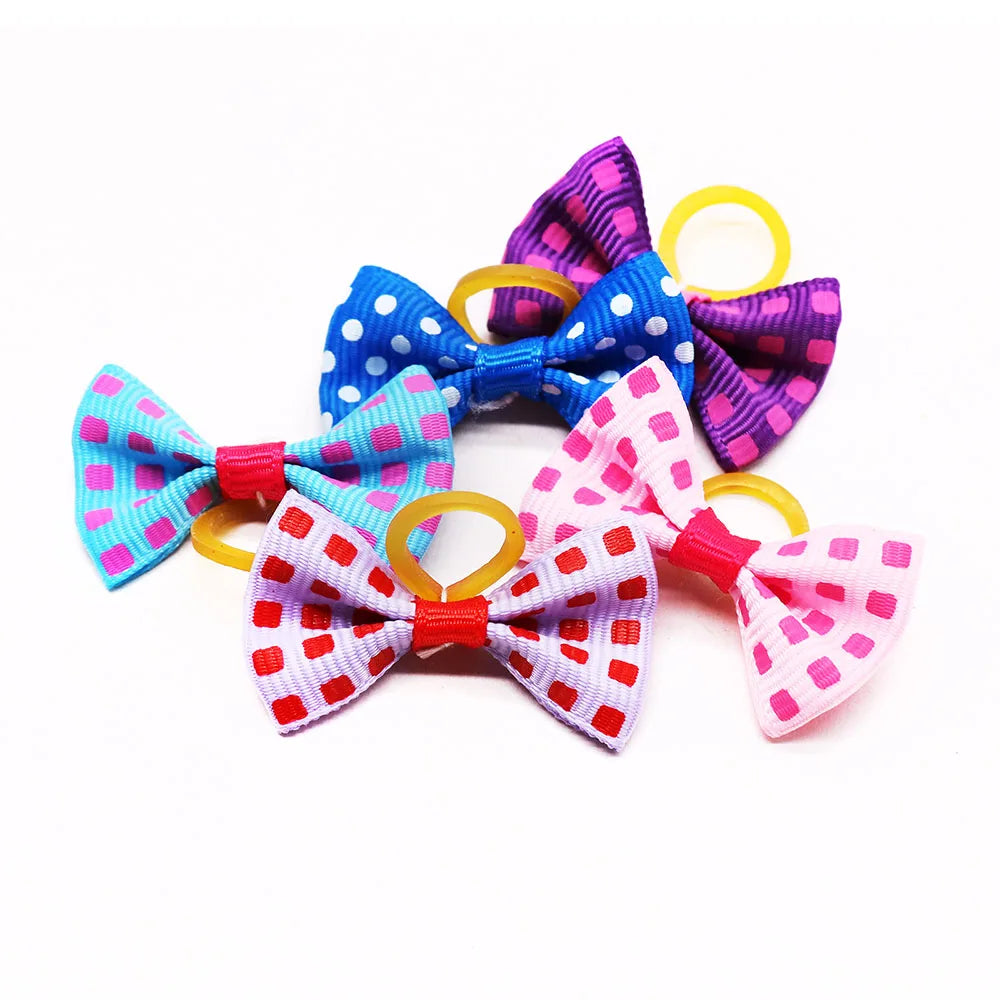 30PCS Handmade Pet Hair Bows with Rubber Band