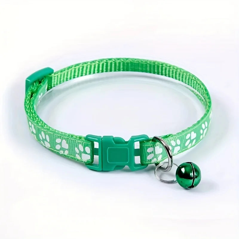 Paw Print Cat Collar with Bell