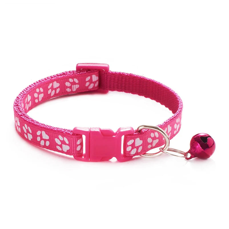 Paw Print Cat Collar with Bell