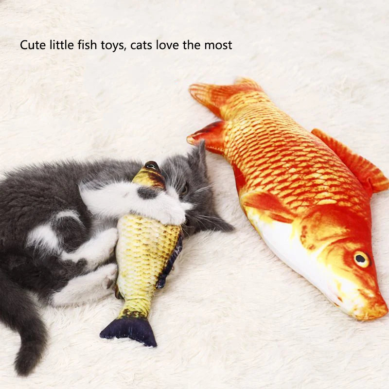New Design Plush Fish Cat Toy Durable Bite-Resistant Interactive Toy Catnip Stuffed Pet Plaything