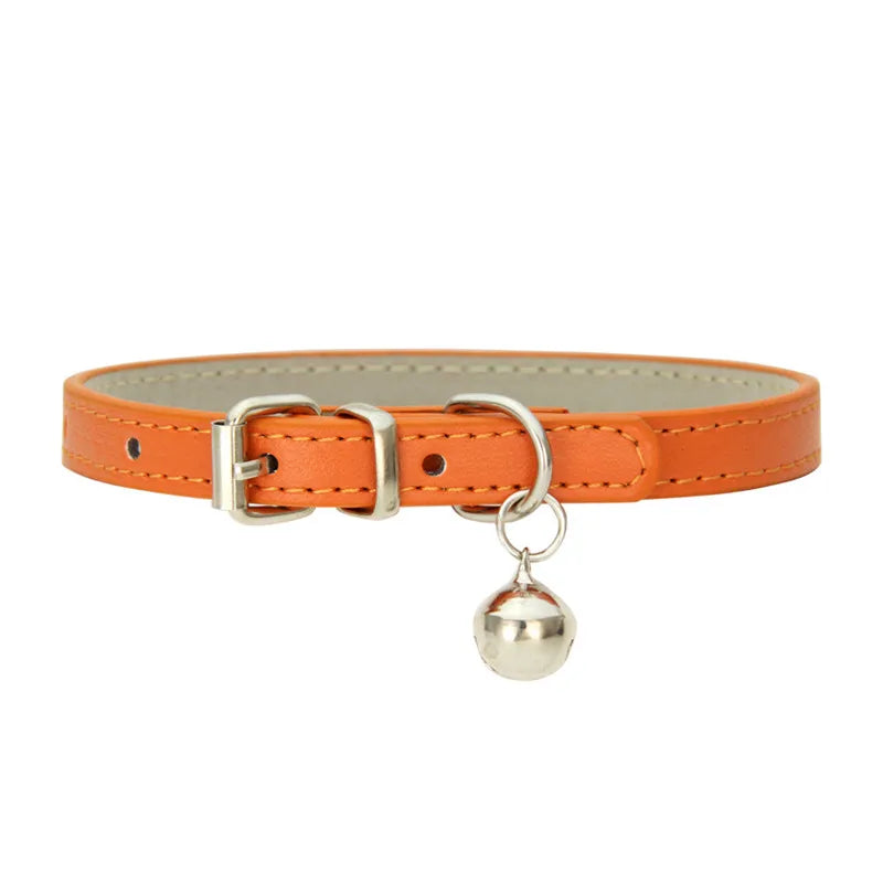 Leather Pet Collar with Bell
