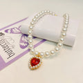 Diamond Heart Pearl Pet Collar