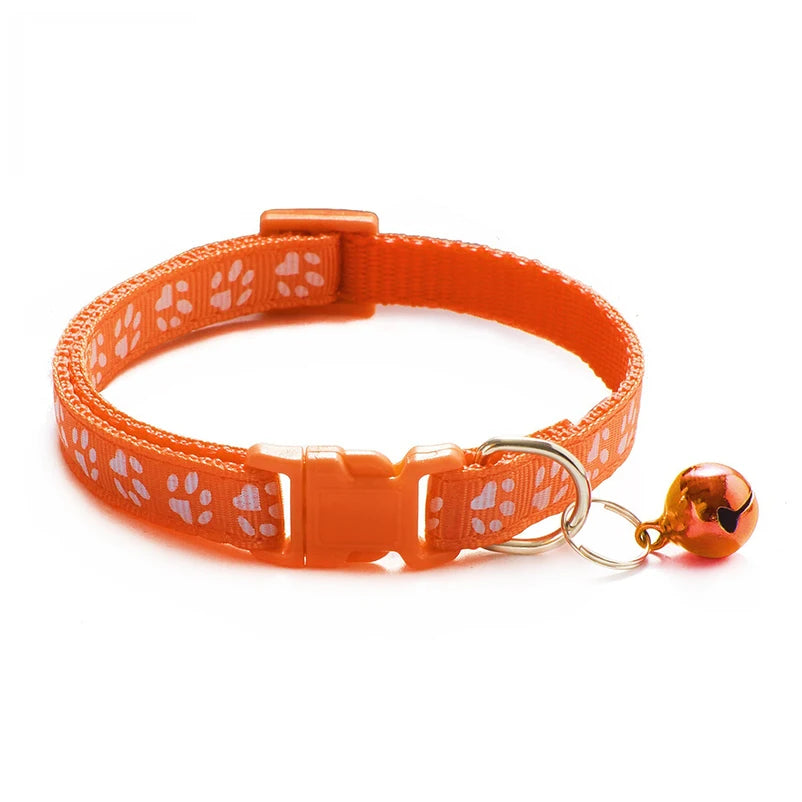Paw Print Cat Collar with Bell