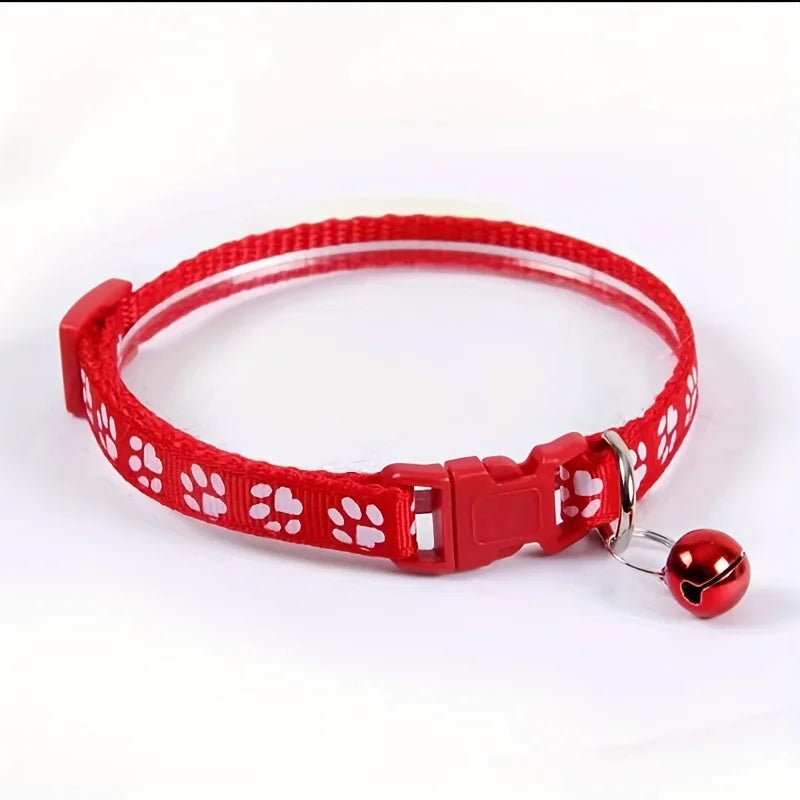 Paw Print Cat Collar with Bell