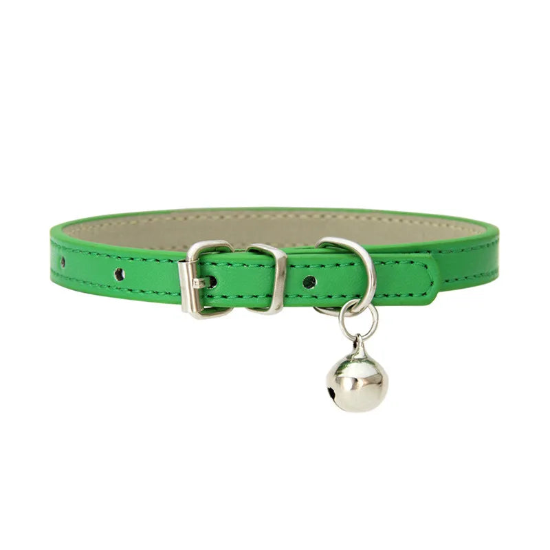 Leather Pet Collar with Bell