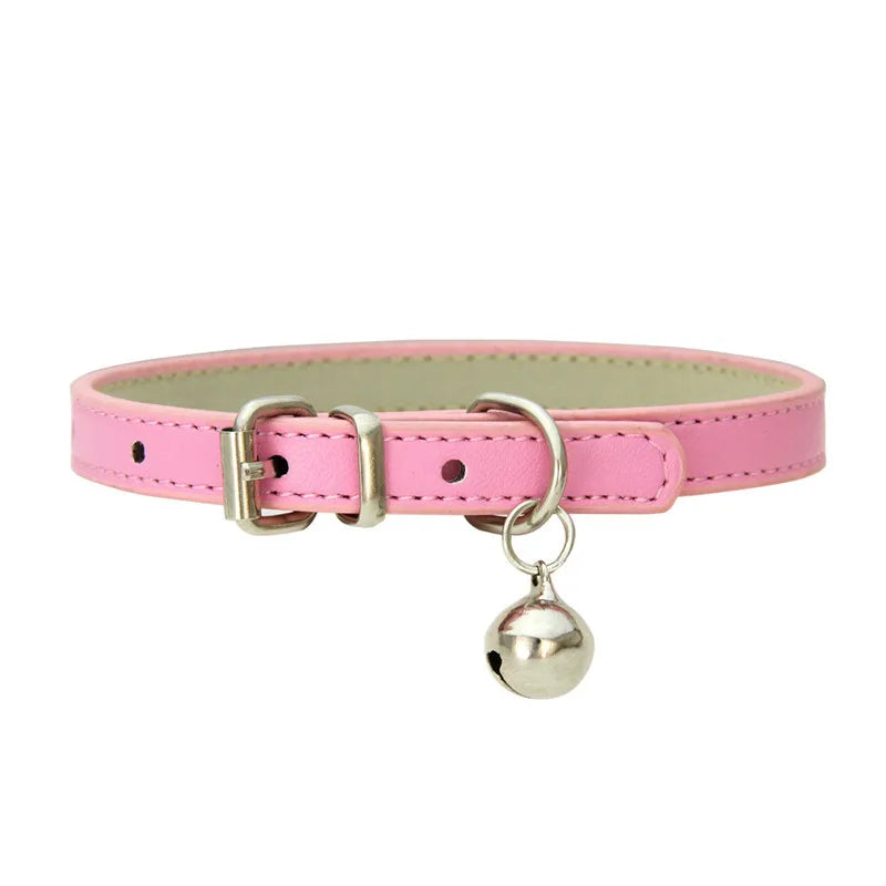 Leather Pet Collar with Bell