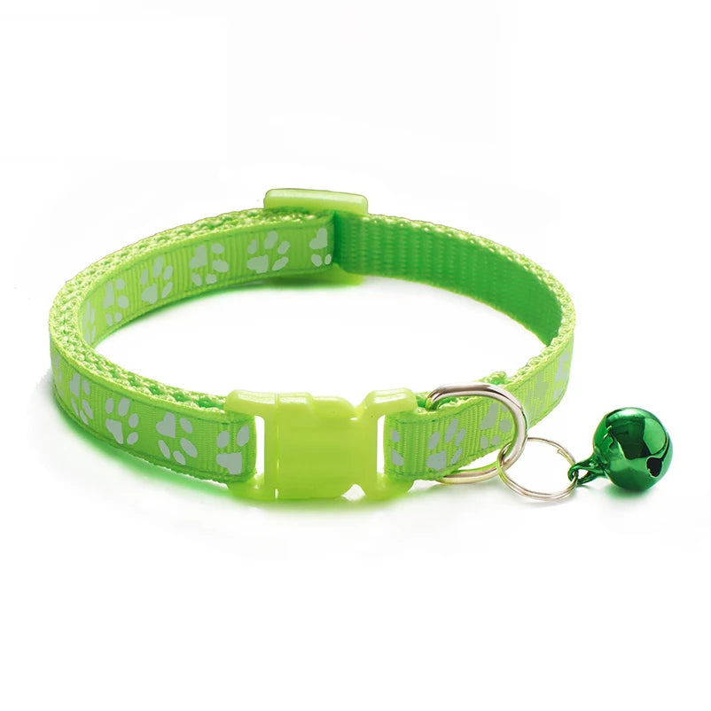 Paw Print Cat Collar with Bell