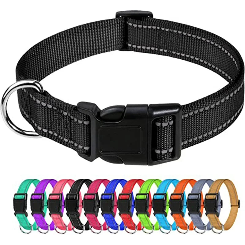 Reflective Adjustable Dog Nylon Collar for Large Breeds