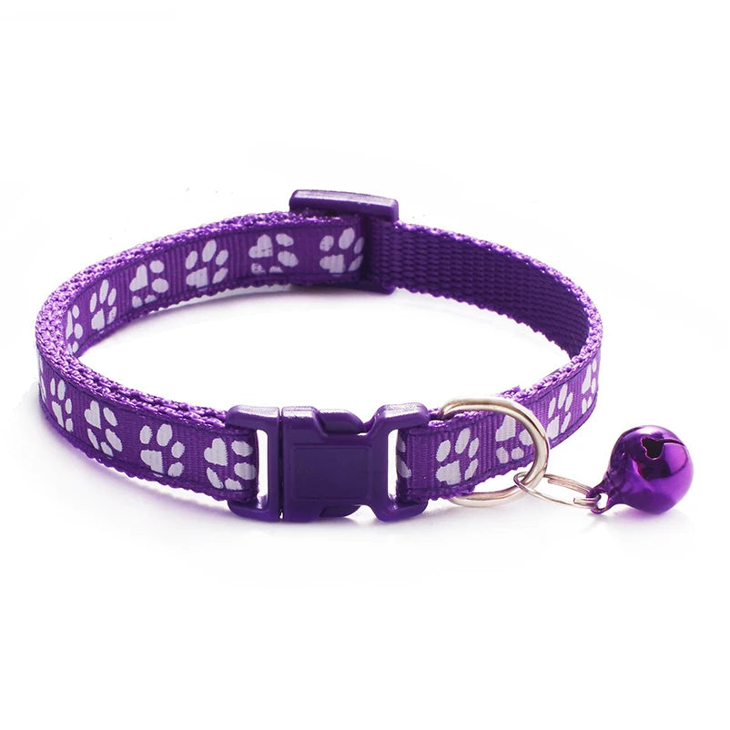 Paw Print Cat Collar with Bell