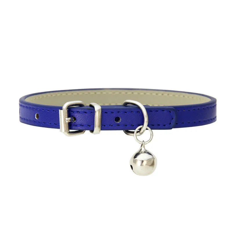 Leather Pet Collar with Bell