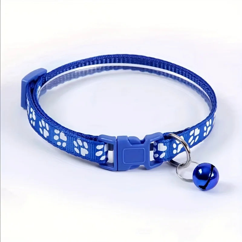 Paw Print Cat Collar with Bell