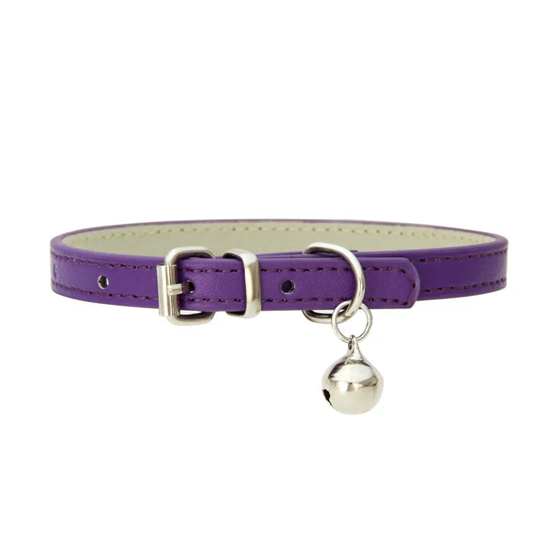 Leather Pet Collar with Bell