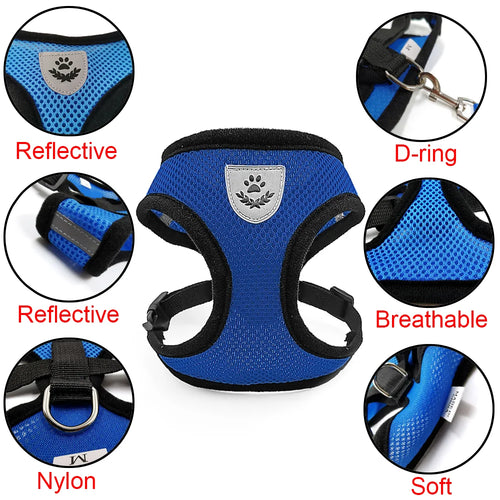 Adjustable Dog Harness for Small Medium Dogs Cats Breathable Pet Vest Harnesses And Leash Set For Pomeranian Pets Accessories