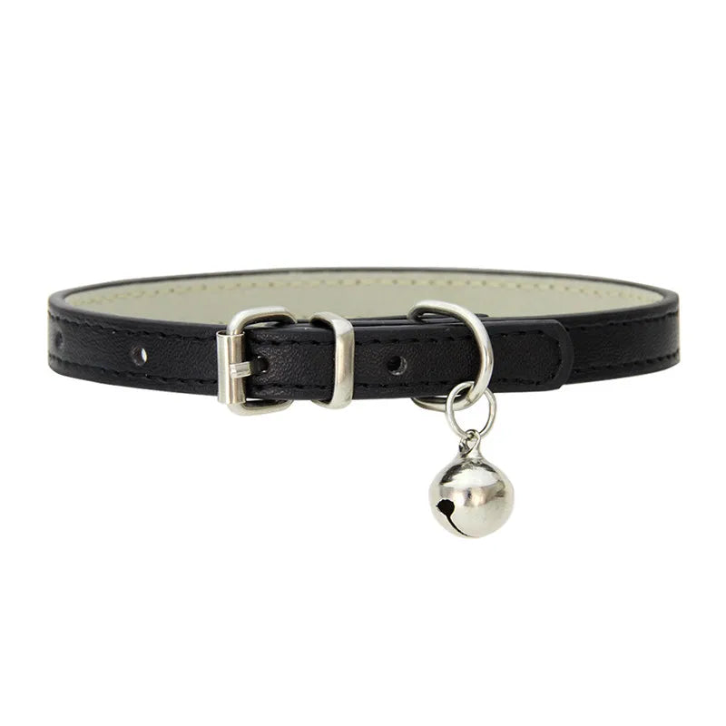 Leather Pet Collar with Bell