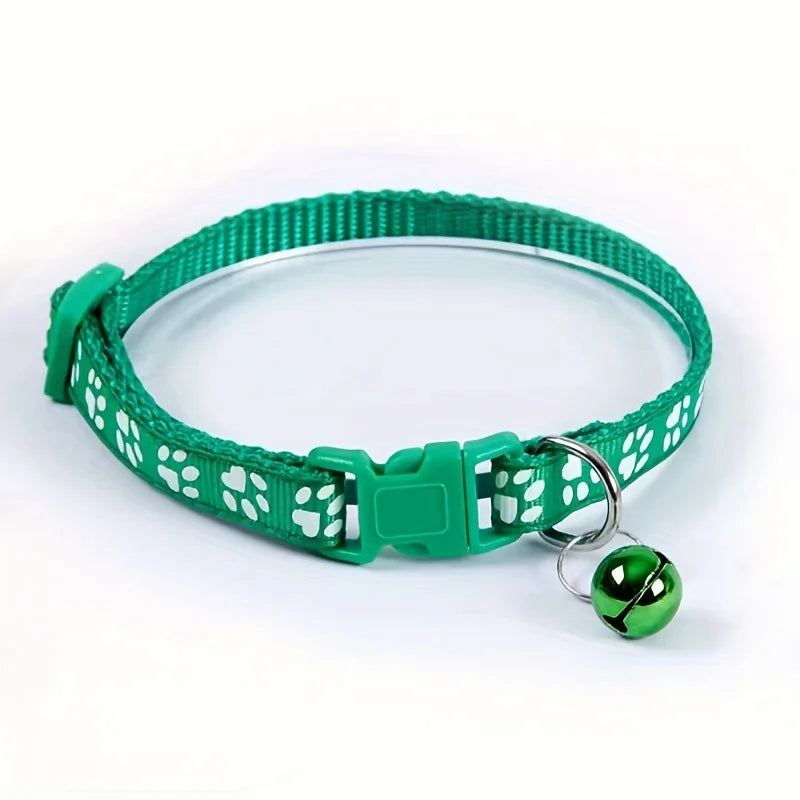Paw Print Cat Collar with Bell