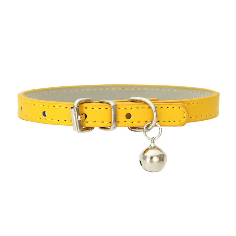 Leather Pet Collar with Bell