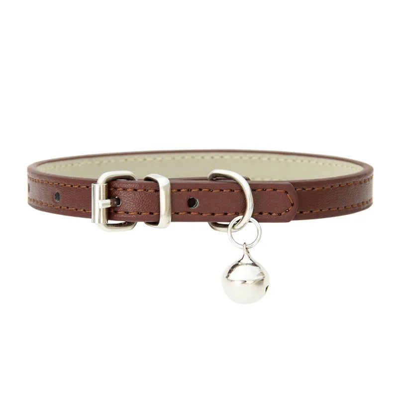 Leather Pet Collar with Bell