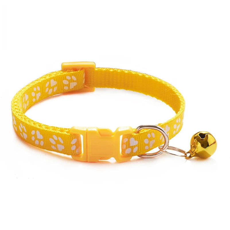 Paw Print Cat Collar with Bell