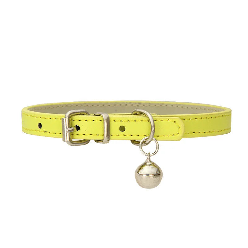 Leather Pet Collar with Bell