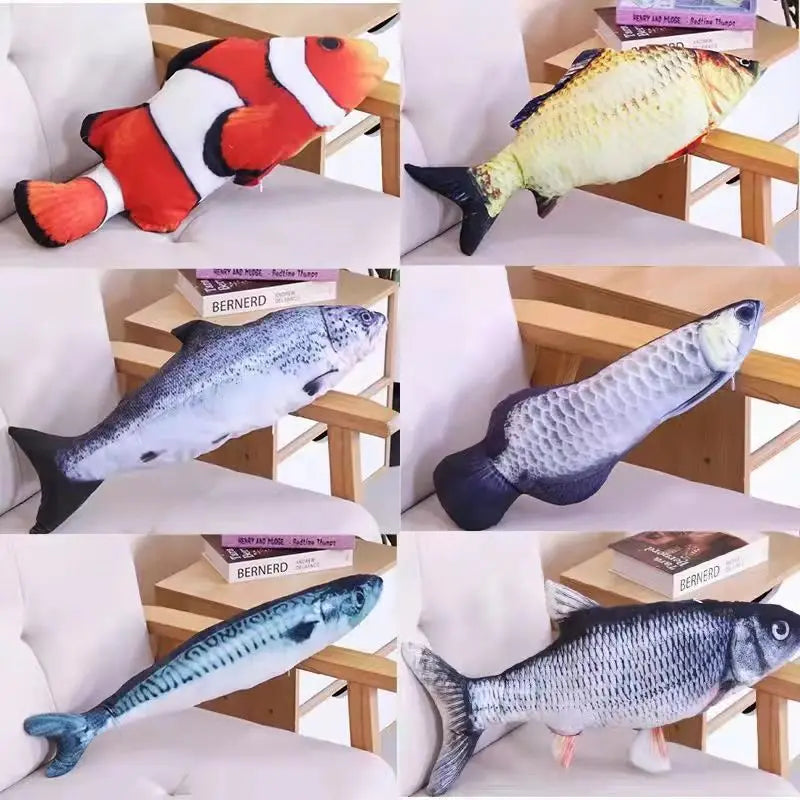 New Design Plush Fish Cat Toy Durable Bite-Resistant Interactive Toy Catnip Stuffed Pet Plaything
