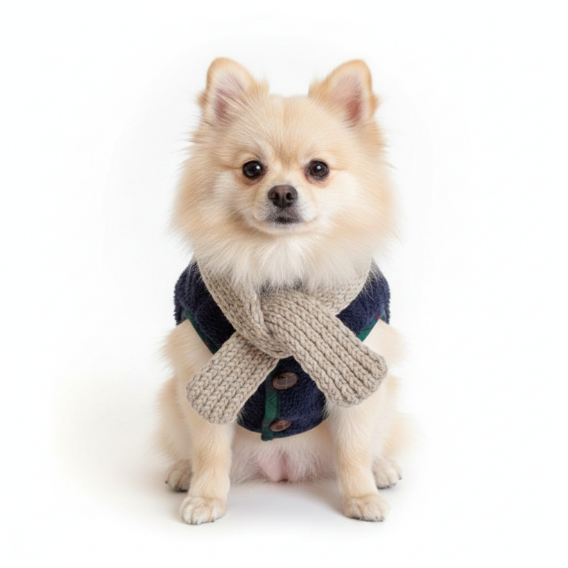 Christmas Fleece Dog Vest Coat with Scarf