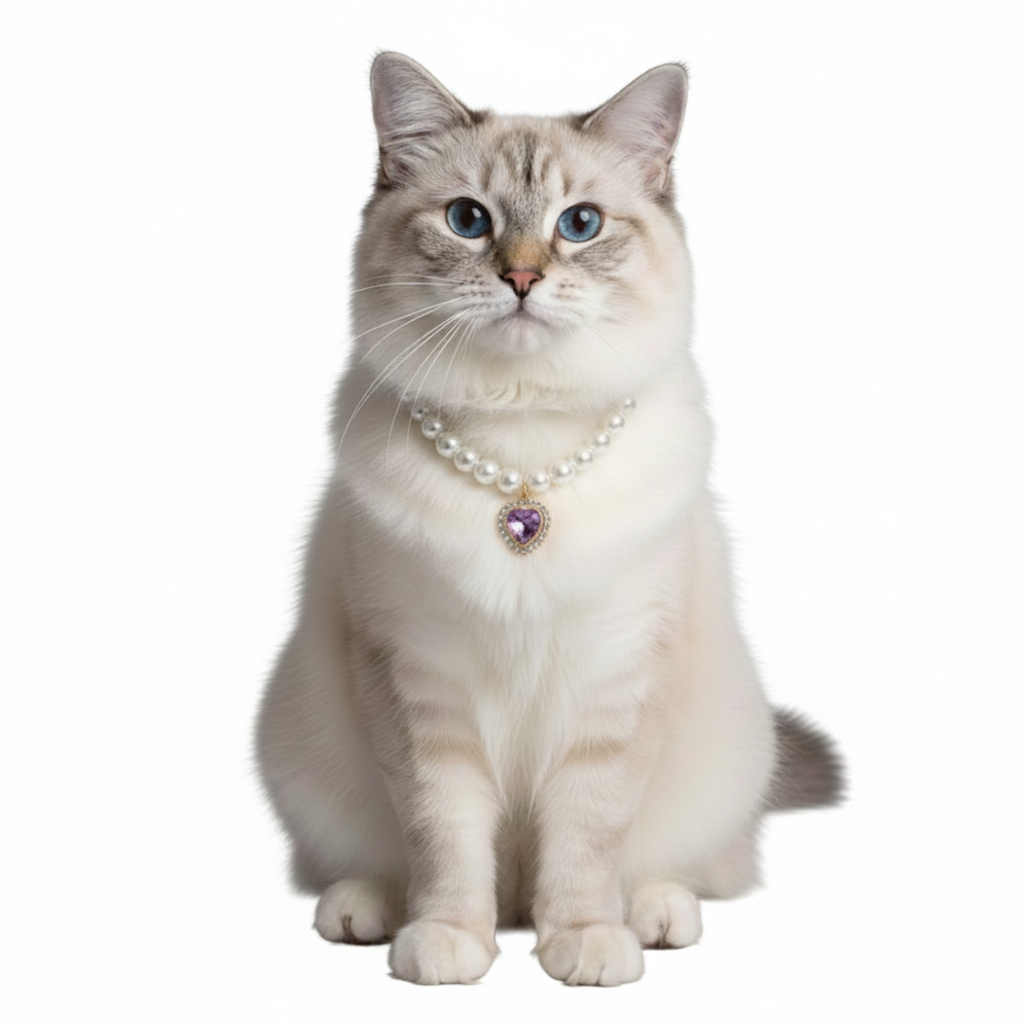 Diamond Heart Pearl Pet Collar