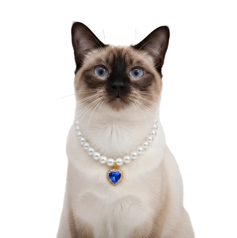 Diamond Heart Pearl Pet Collar