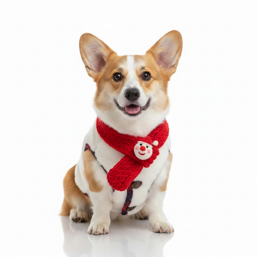 Christmas Fleece Dog Vest Coat with Scarf