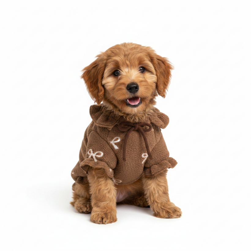 Cozy Autumn Sweater with Bows, Pups, & Ruffles