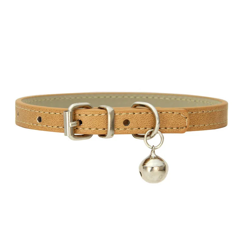 Leather Pet Collar with Bell