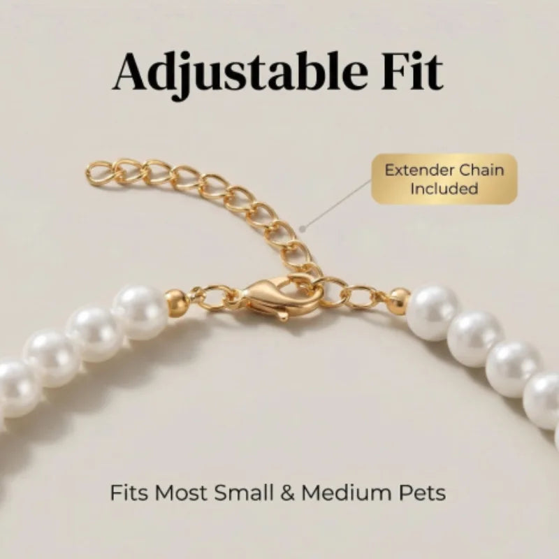 Diamond Heart Pearl Pet Collar