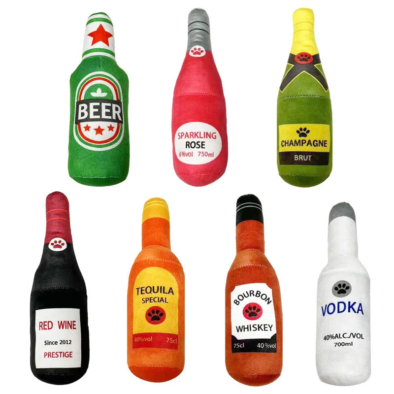 Funny Plush Alcohol Theme Dog Toys