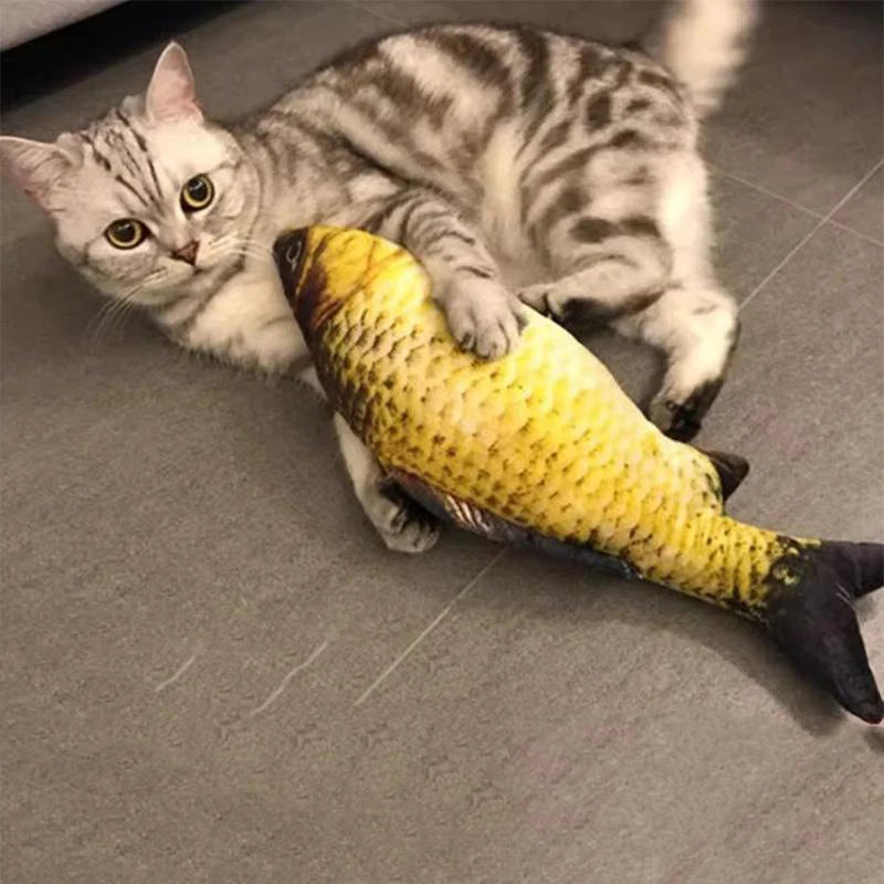 New Design Plush Fish Cat Toy Durable Bite-Resistant Interactive Toy Catnip Stuffed Pet Plaything