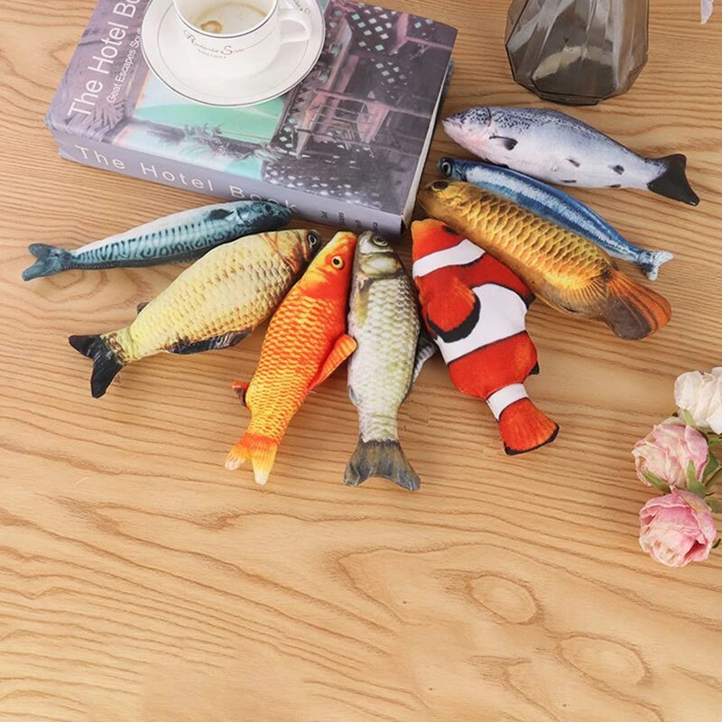 New Design Plush Fish Cat Toy Durable Bite-Resistant Interactive Toy Catnip Stuffed Pet Plaything