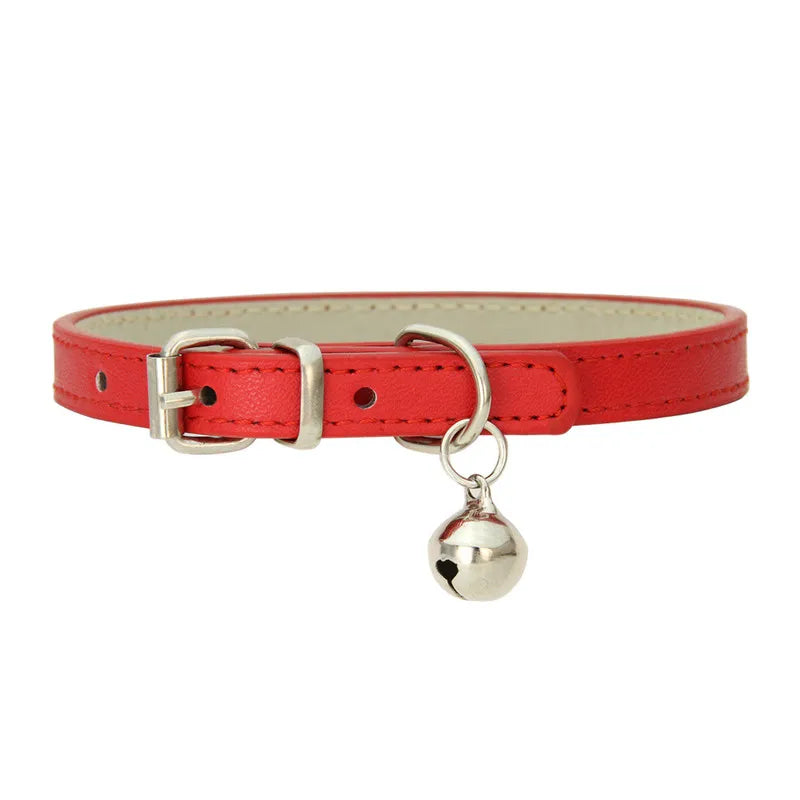 Leather Pet Collar with Bell